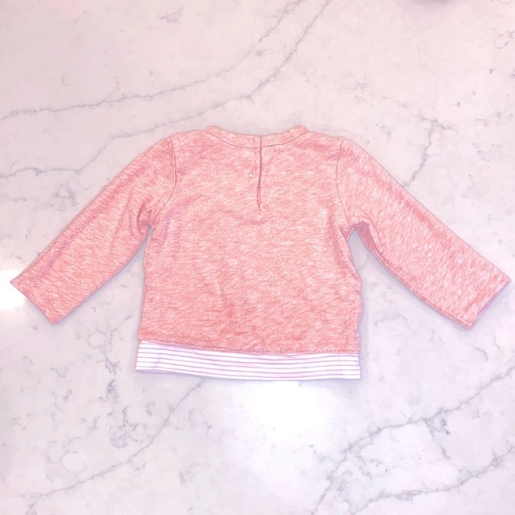 EUC Gap Baby Girls’ Pink Heather Stripe Reversible Sweatshirt/ Top (6-12m) - Picture 6 of 7